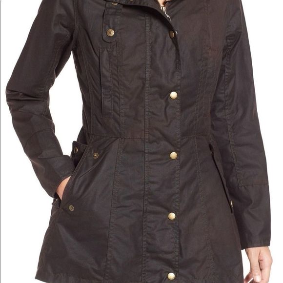 Barbour Holsteiner Waxed Skirt Jacket - size 6 - Picture 3 of 12